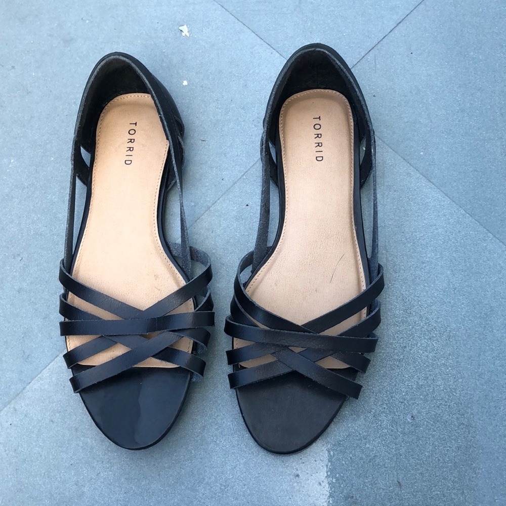 Peep toe black slip on sandal size 13